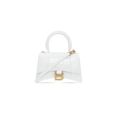BALENCIAGA WOMEN'S HOURGLASS HANDBAG XS IN WHITE 5928331LRGM9016 (18.8*13*7.9cm)